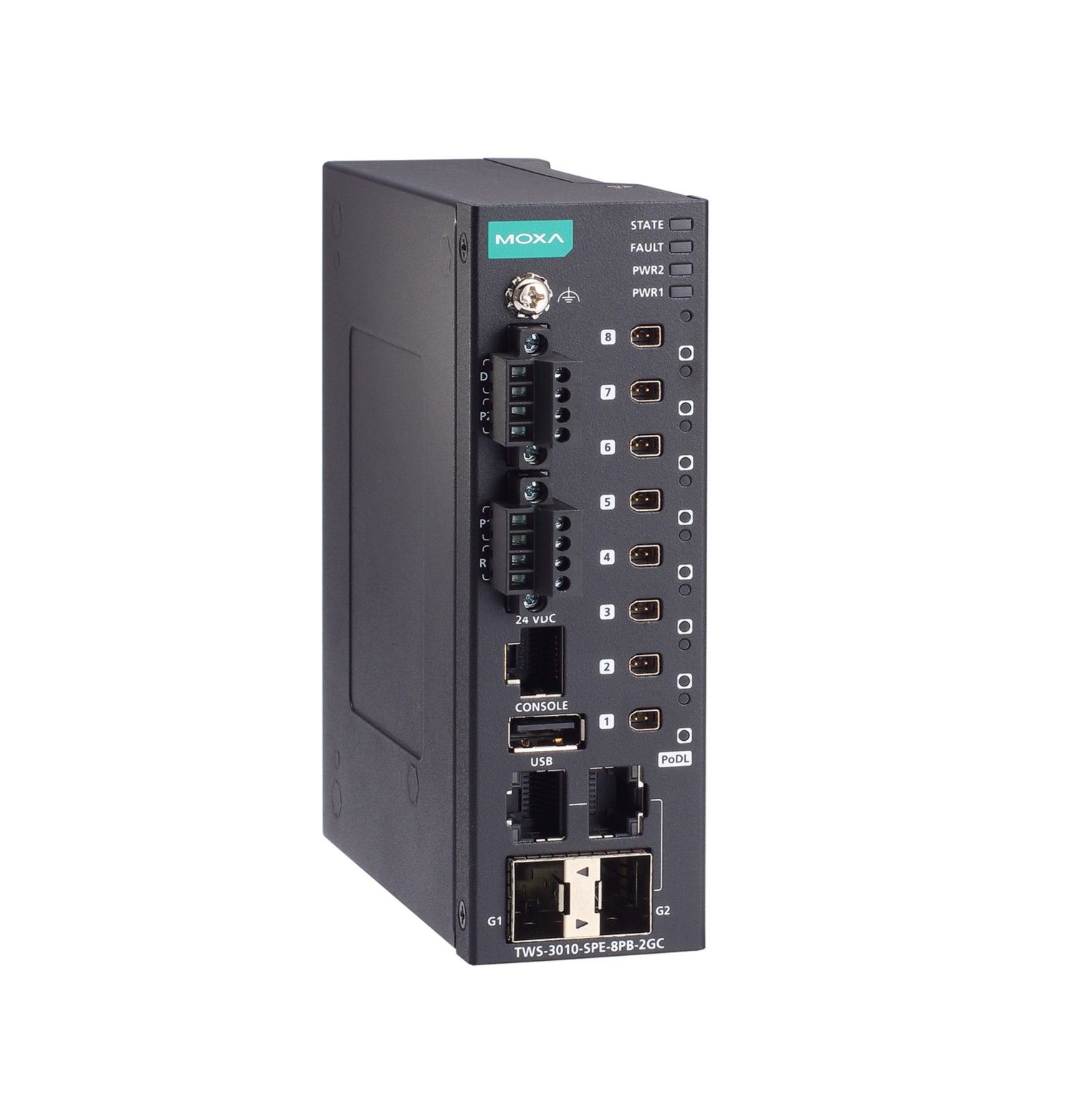 Moxa TWS-3010-SPE - Switch gestionable SPE de 8 puertos